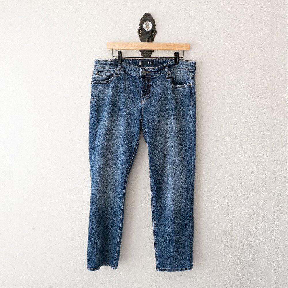 Kut From The Kloth Catherine Ankle Straight Jeans Womens 14 Blue Stretch